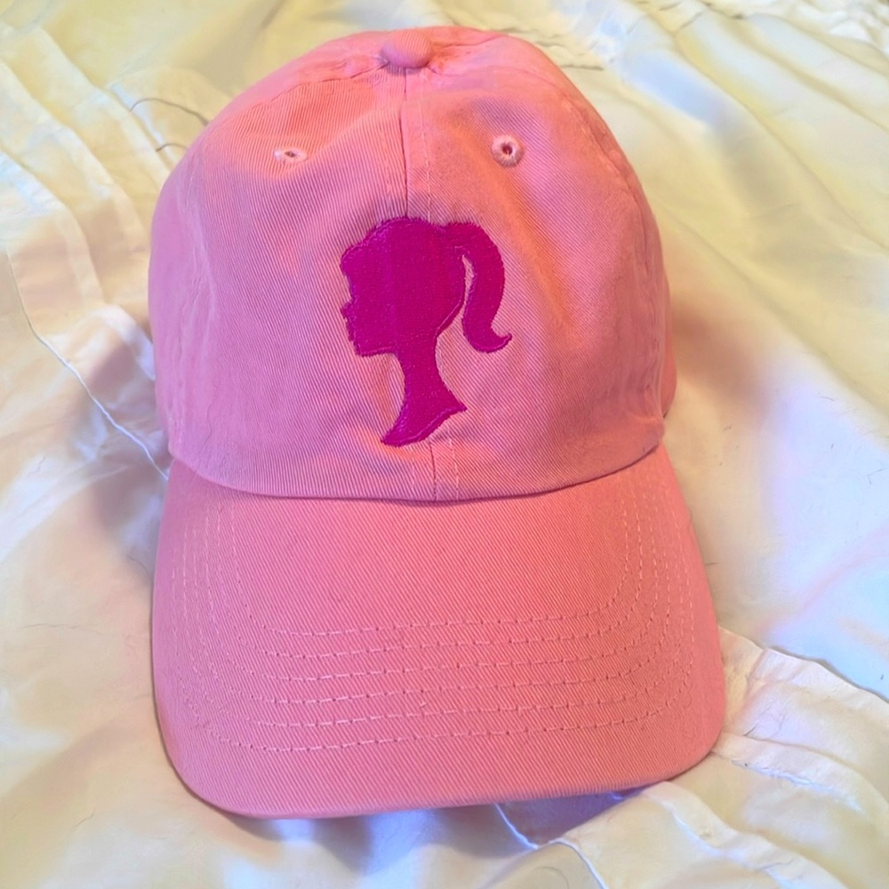 Barbie silhouette unstructured pink hat.